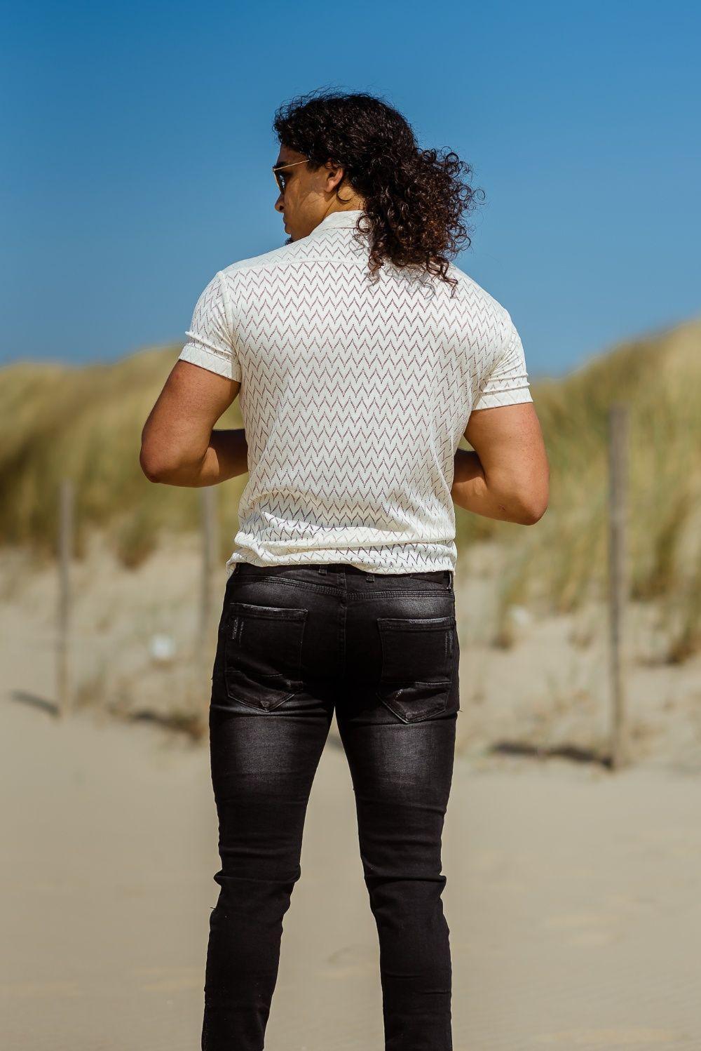 Mona Jeans zwarte graphic jeans met patches voor heren - afbeelding 4