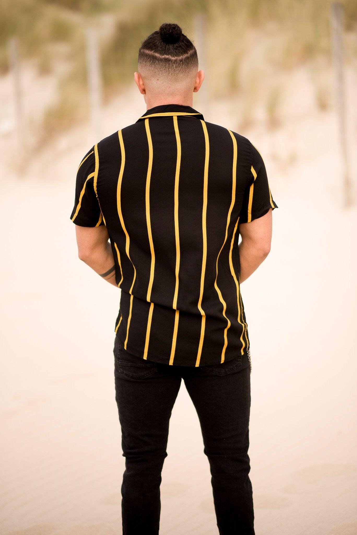 Black and Yellow Shirt zwart geel slimfit shirt heren - afbeelding 3