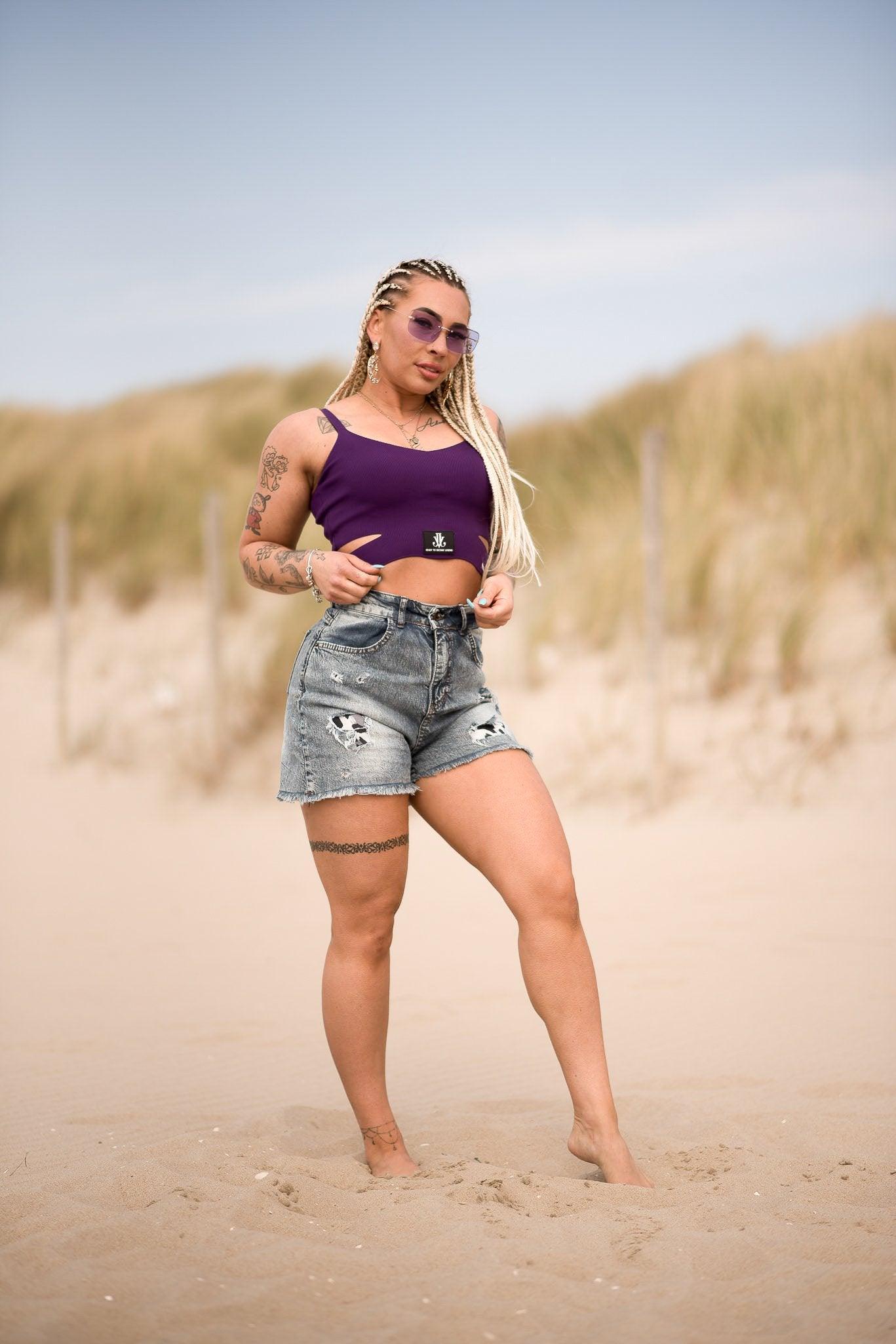 Beach Top paars wit dames