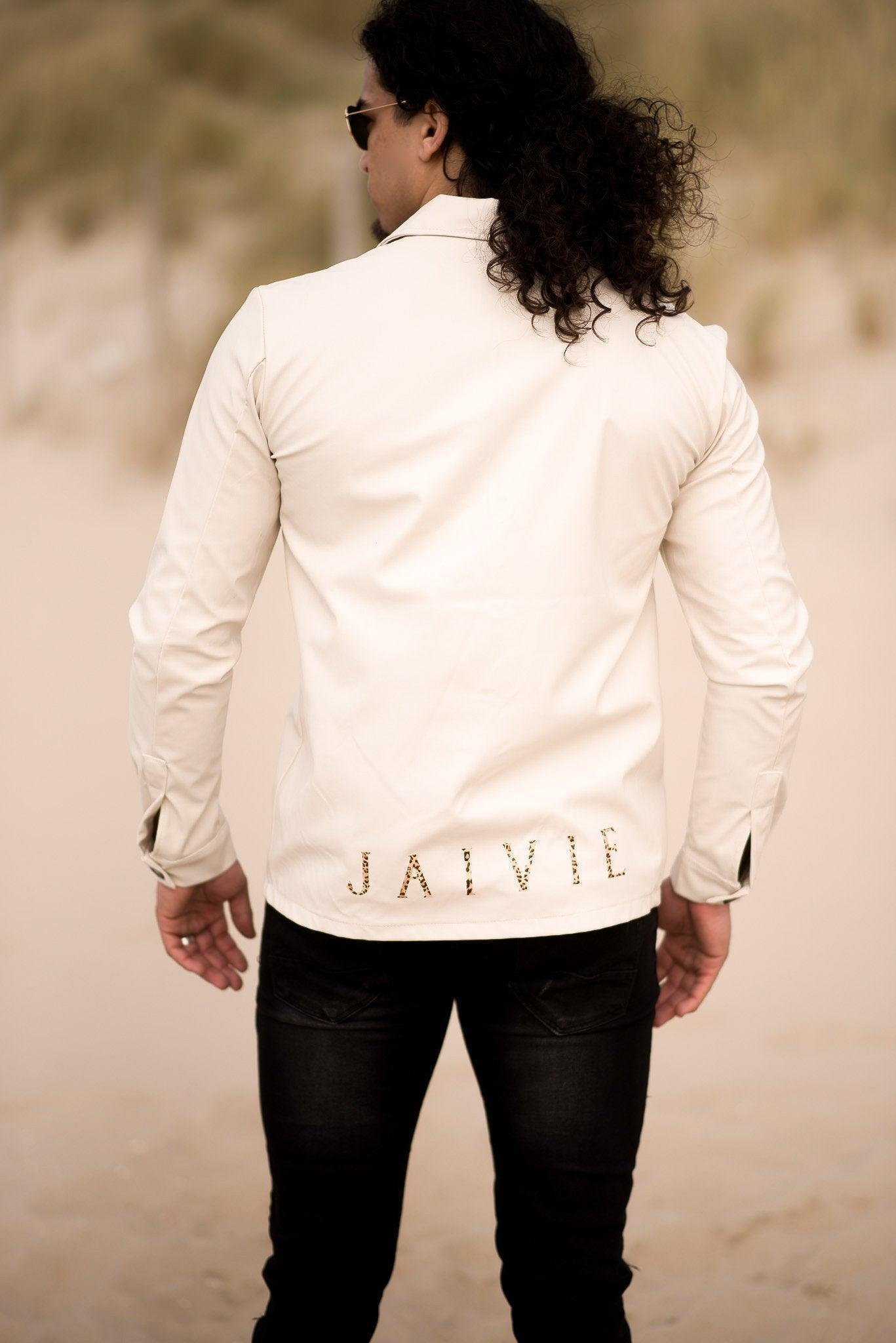 Beige Faux Leather Shirt beige overhemd voor heren - afbeelding 2