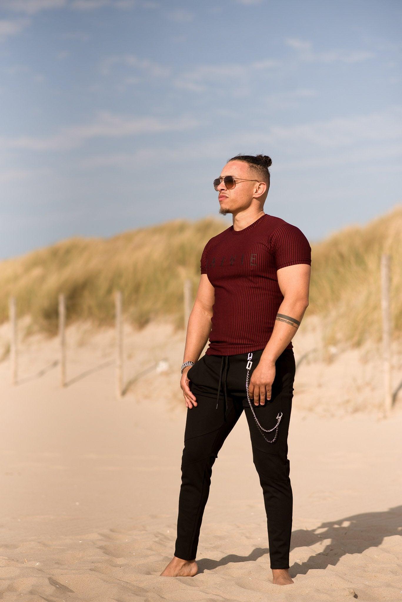 Black and Red Shirt zwart rood slimfit shirt heren - afbeelding 2