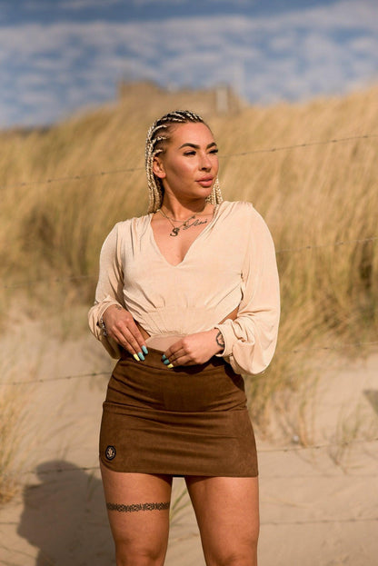 Velvet Mini Skirt Brown van JAIVIE