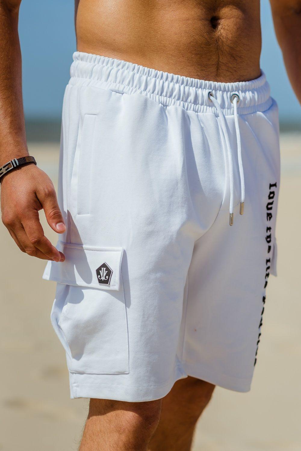 Life Short beige cargo short met statement opdruk voor heren - afbeelding 3