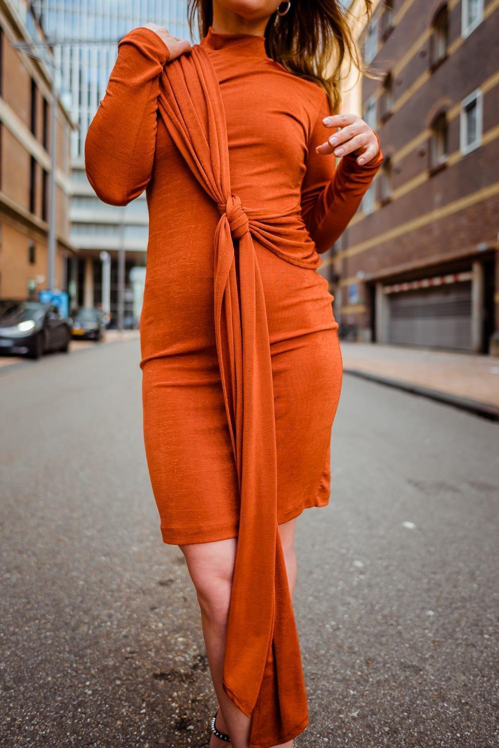 Copper Mini Dress koperkleurige mini jurk voor dames - afbeelding 3
