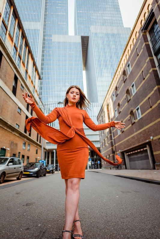 Copper Mini Dress elegante mini jurk dames