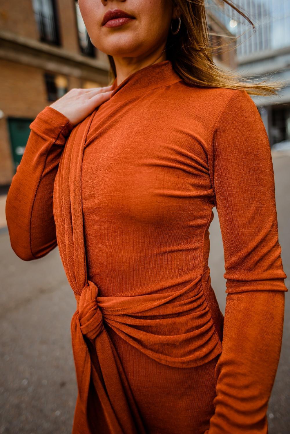 Copper Mini Dress koperkleurige mini jurk voor dames - afbeelding 4
