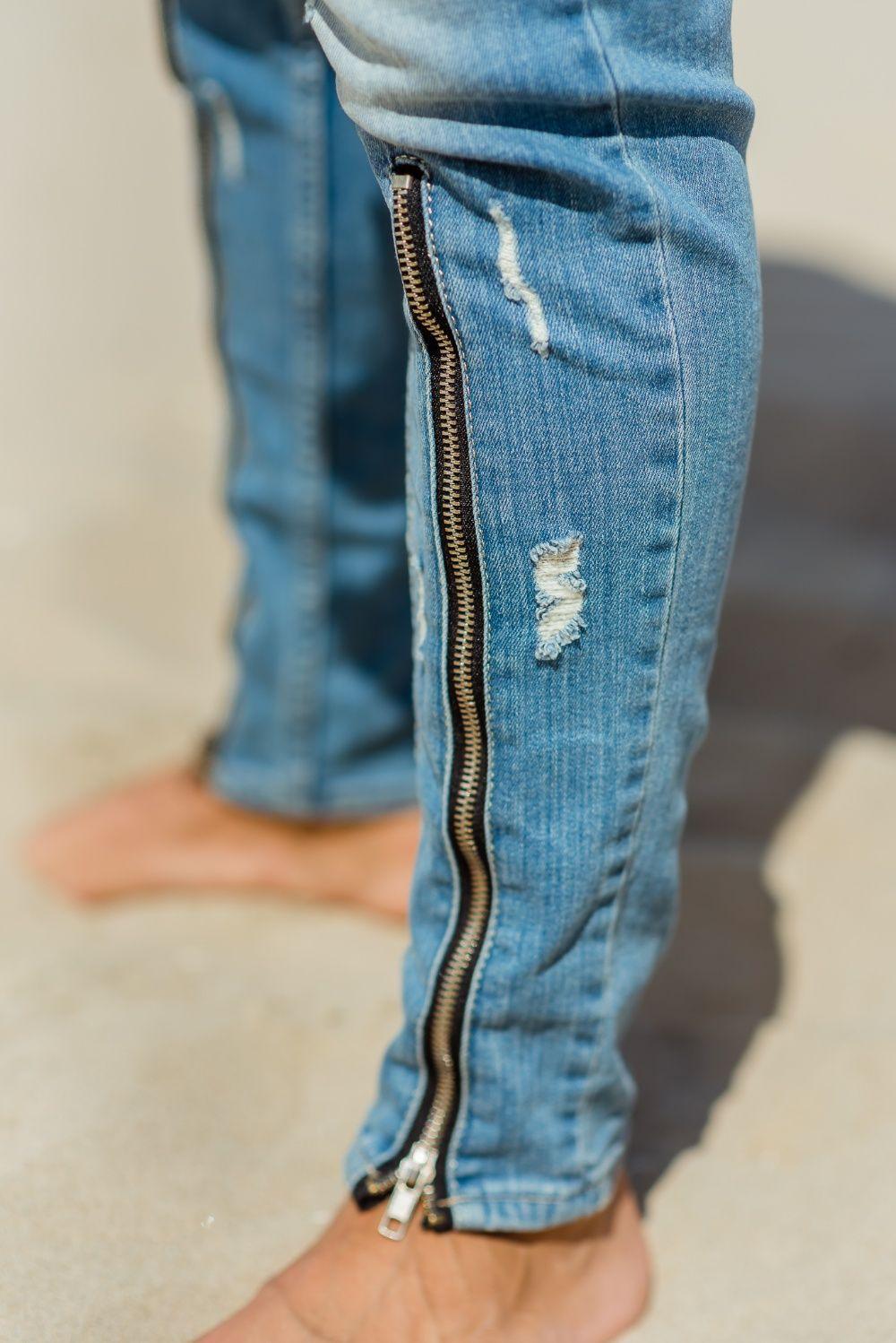 Zipper Denim Jeans gestyled in een JAIVIE outfit
