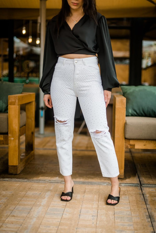 Diamond Rain Jeans van JAIVIE in witte uitvoering.