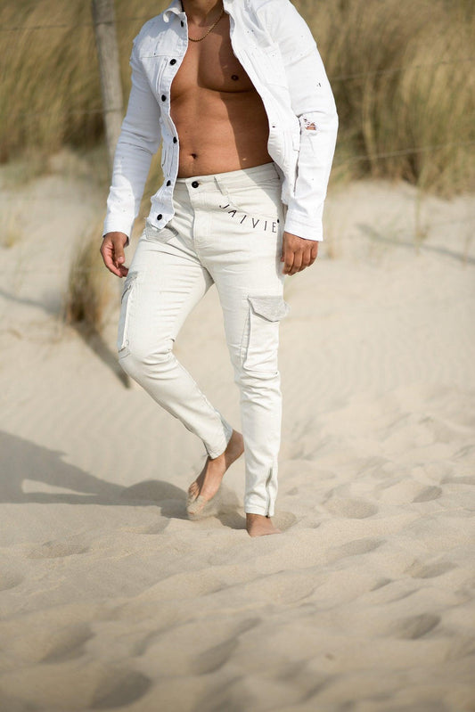 Grijze slim fit jeans voor heren van JAIVIE.