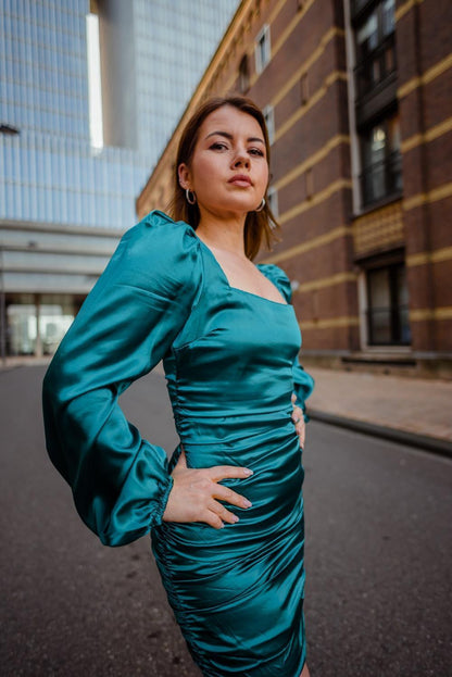 Jade Mini Dress jadegroene mini jurk voor dames - afbeelding 2
