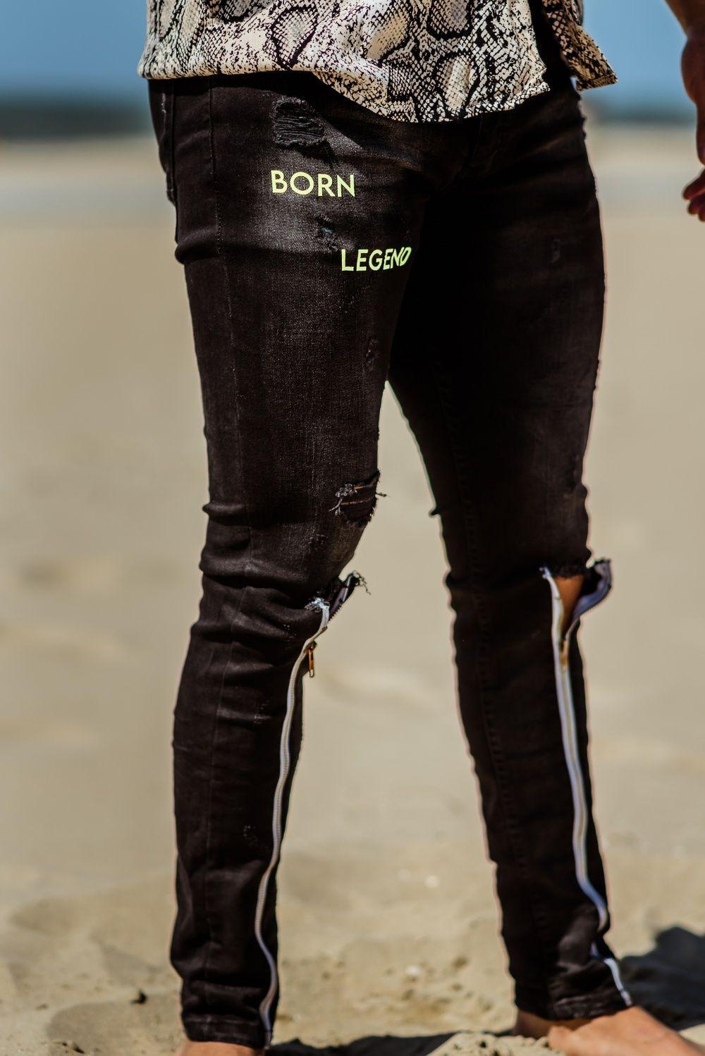Neon Legend zwarte skinny jeans met ritsen voor heren - afbeelding 2