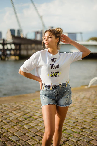 Not Your JAIVIE witte crop top met hartjeshangertjes