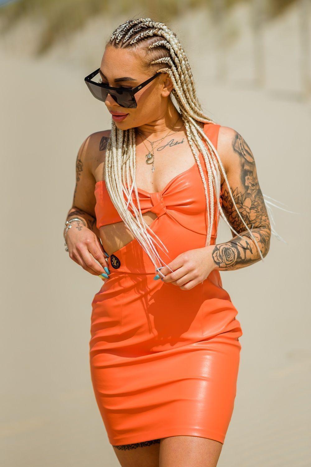 Queen Dress oranje partyjurk met cut-out voor dames van JAIVIE - afbeelding 2