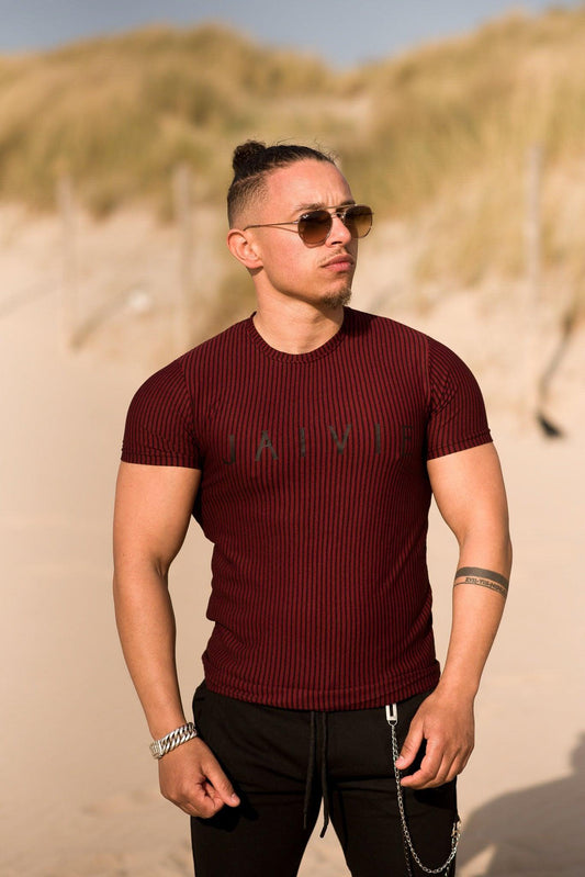 Zwart rood slim fit shirt voor heren.