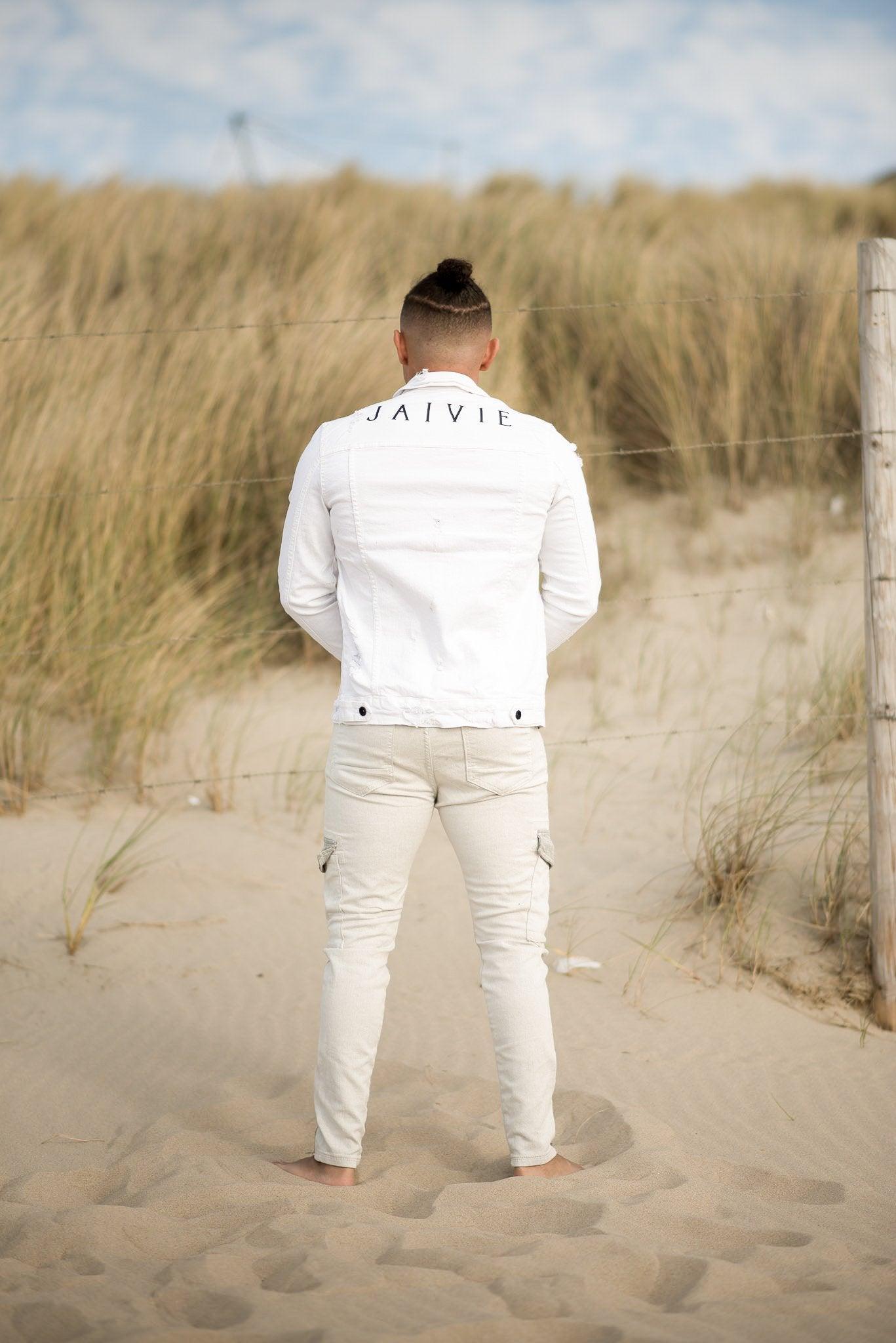 White Denim Jacket witte spijkerjas voor heren - afbeelding 4