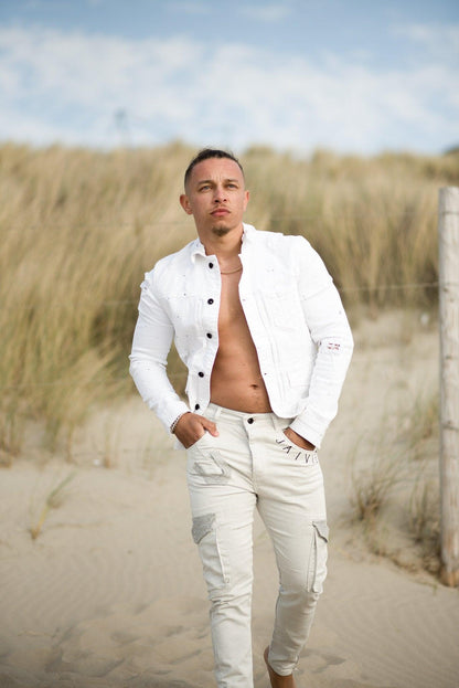 White Denim Jacket witte spijkerjas voor heren - afbeelding 2