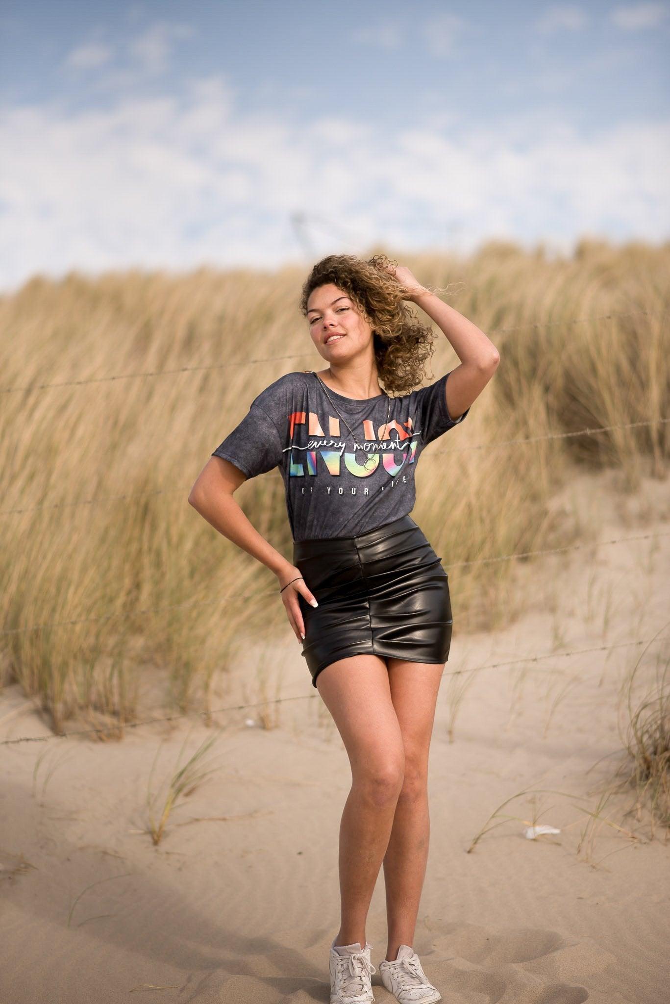 Enjoy Crop grey wash crop top voor dames - afbeelding 3