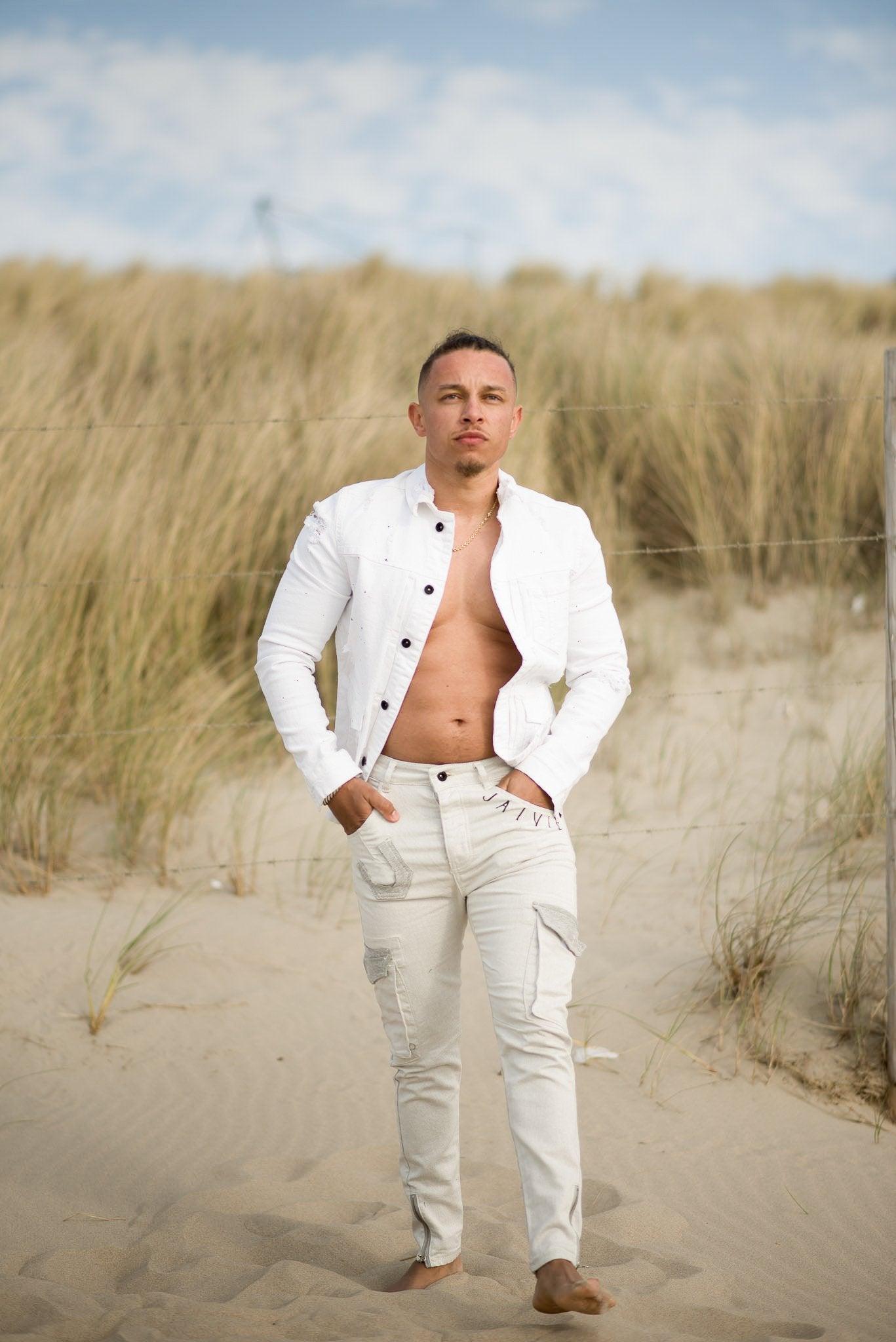 White Denim Jacket witte spijkerjas voor heren - afbeelding 3