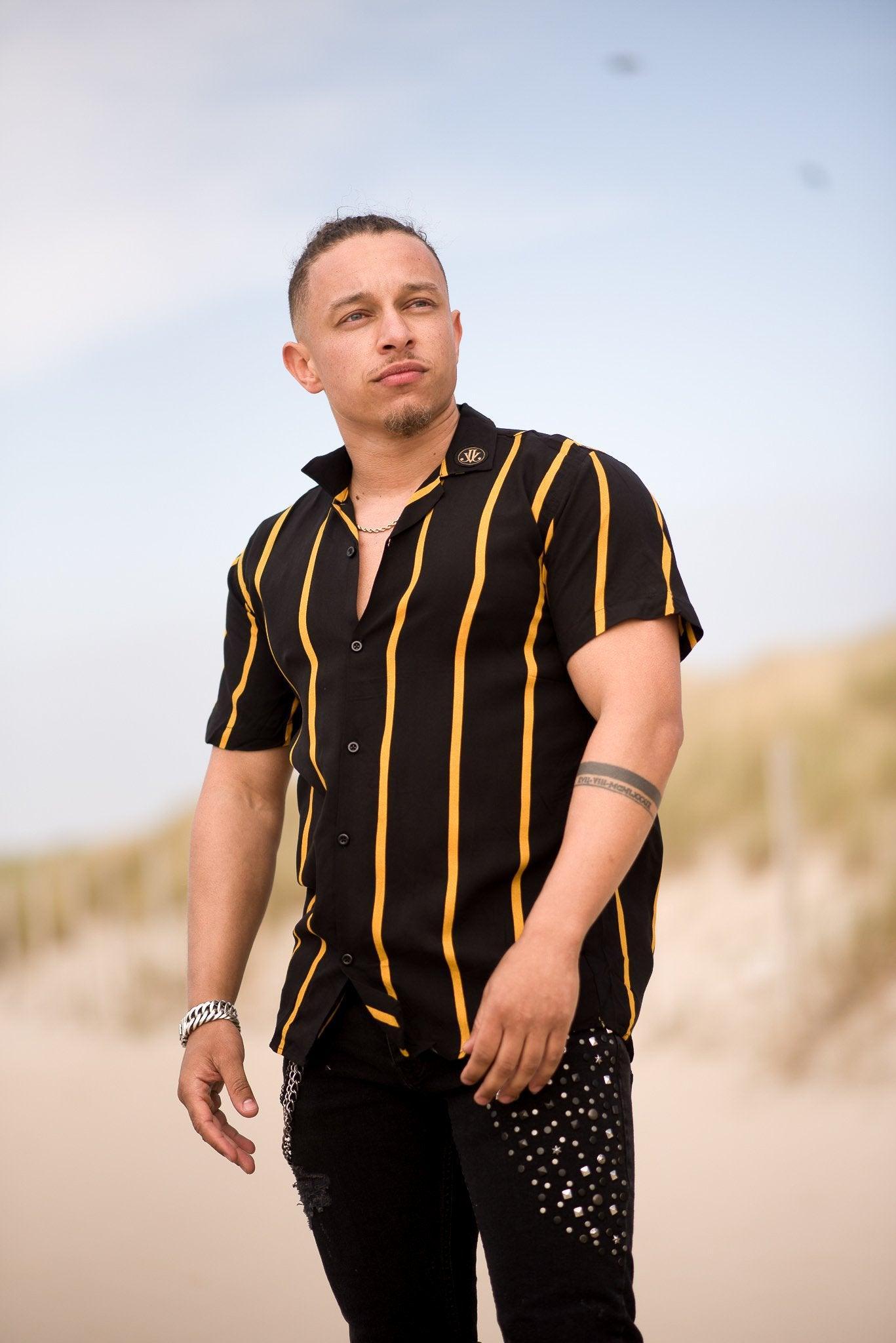 Black and Yellow Shirt zwart geel slimfit shirt heren - afbeelding 2